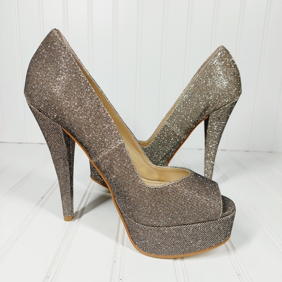 NEW COLIN STUART Glittery Open Toe Heels C879 - Picture 3 of 11